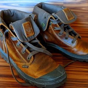 New brown leather high top Palladium sneakers US8